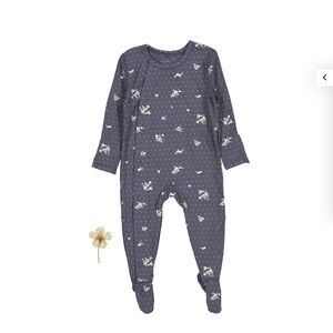 Lovely Littles Steel Floral Romper Dot Footed One-Piece Pj 0-3m Button Charcoal